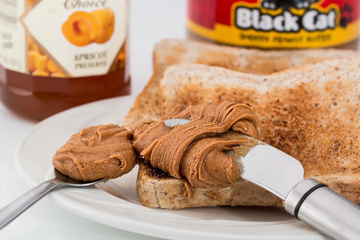 peanut butter toast jam breakfast food