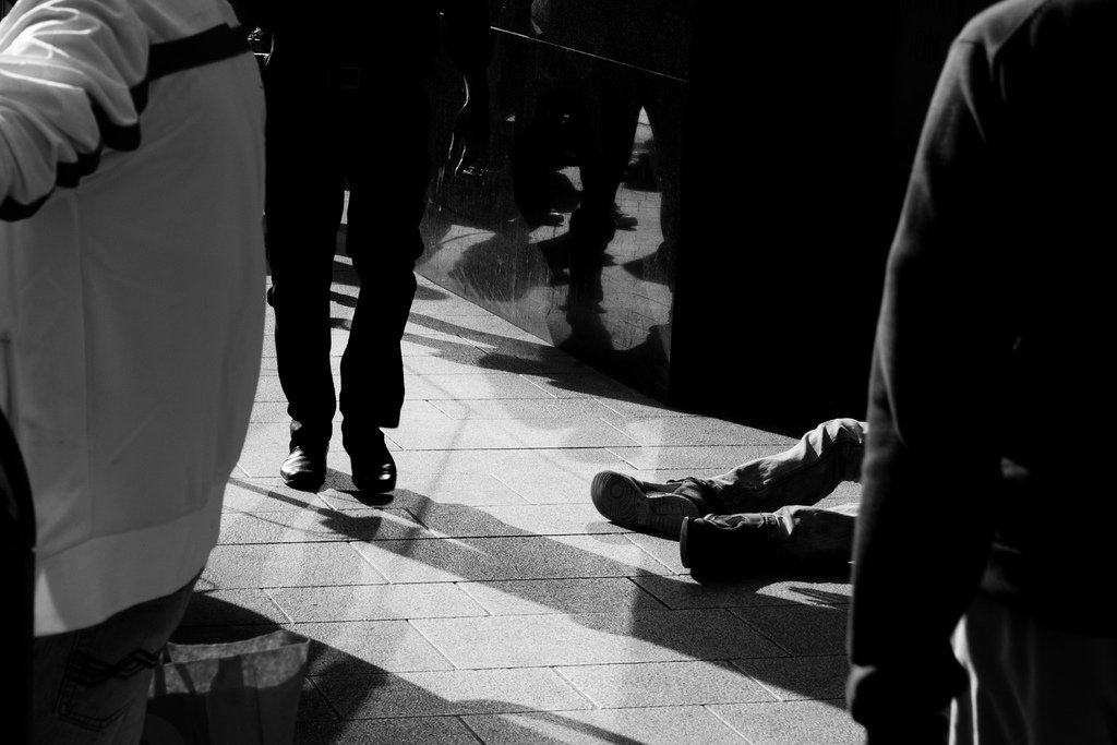 people street shadows black white