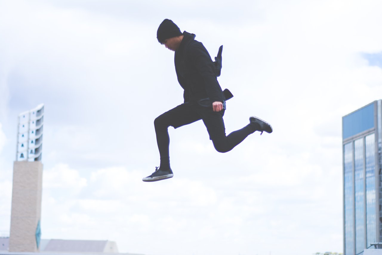 teen taking a leap