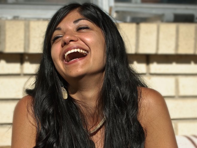 girl woman laughing