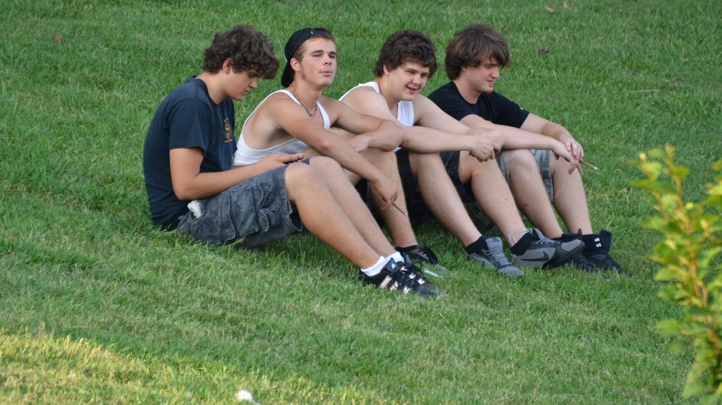 teen boys grass