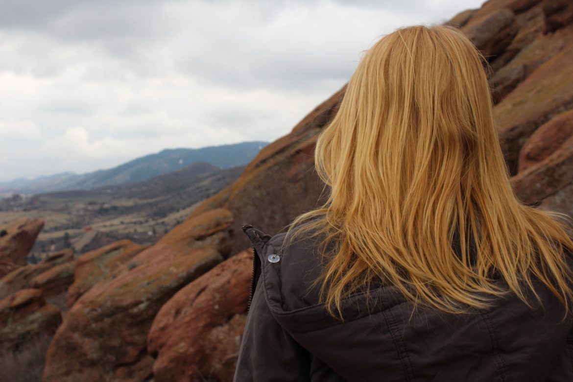 teen girl hiking mountains