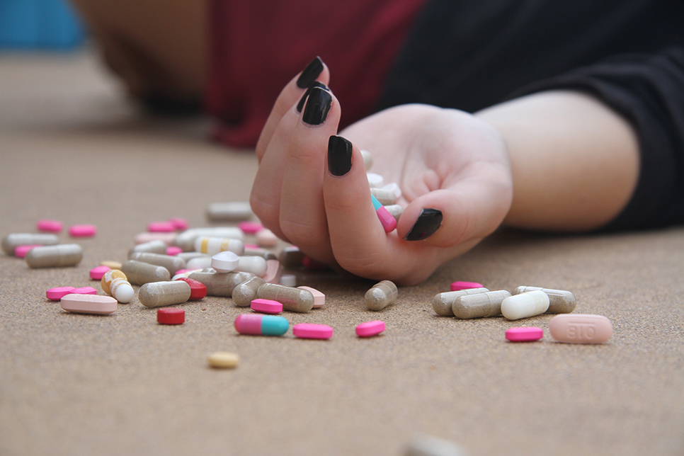 Teen Rehab - Drug Overdose - Pills In Hand